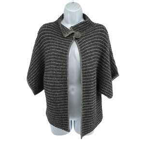Indigenous Alpaca Hand Made One Weave Cardigan Women S/M Gray Striped Boho